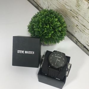 Steve Madden Black Studded Watch with Rubber Band